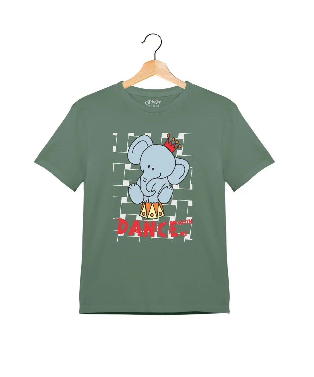 "Dance With Me" - Kids Unisex T-Shirt – Premium Round Neck - Basil Green - 100% Cotton Offbeat