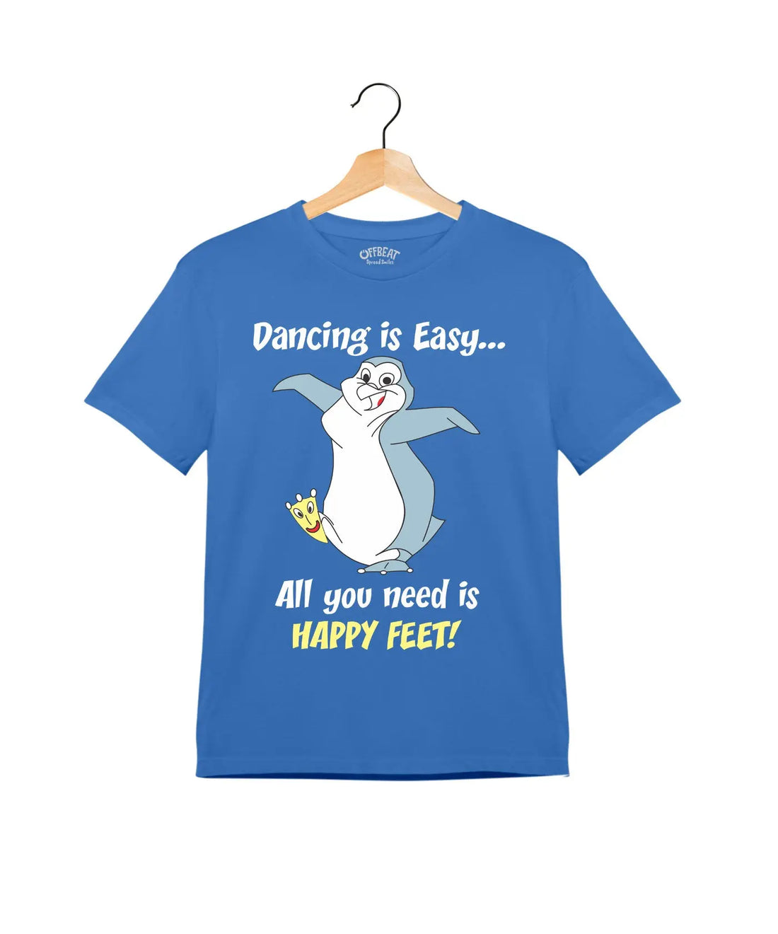 "Dancing Is Easy" - Kids Unisex T-Shirt – Premium Round Neck - Electric Blue - 100% Cotton Offbeat