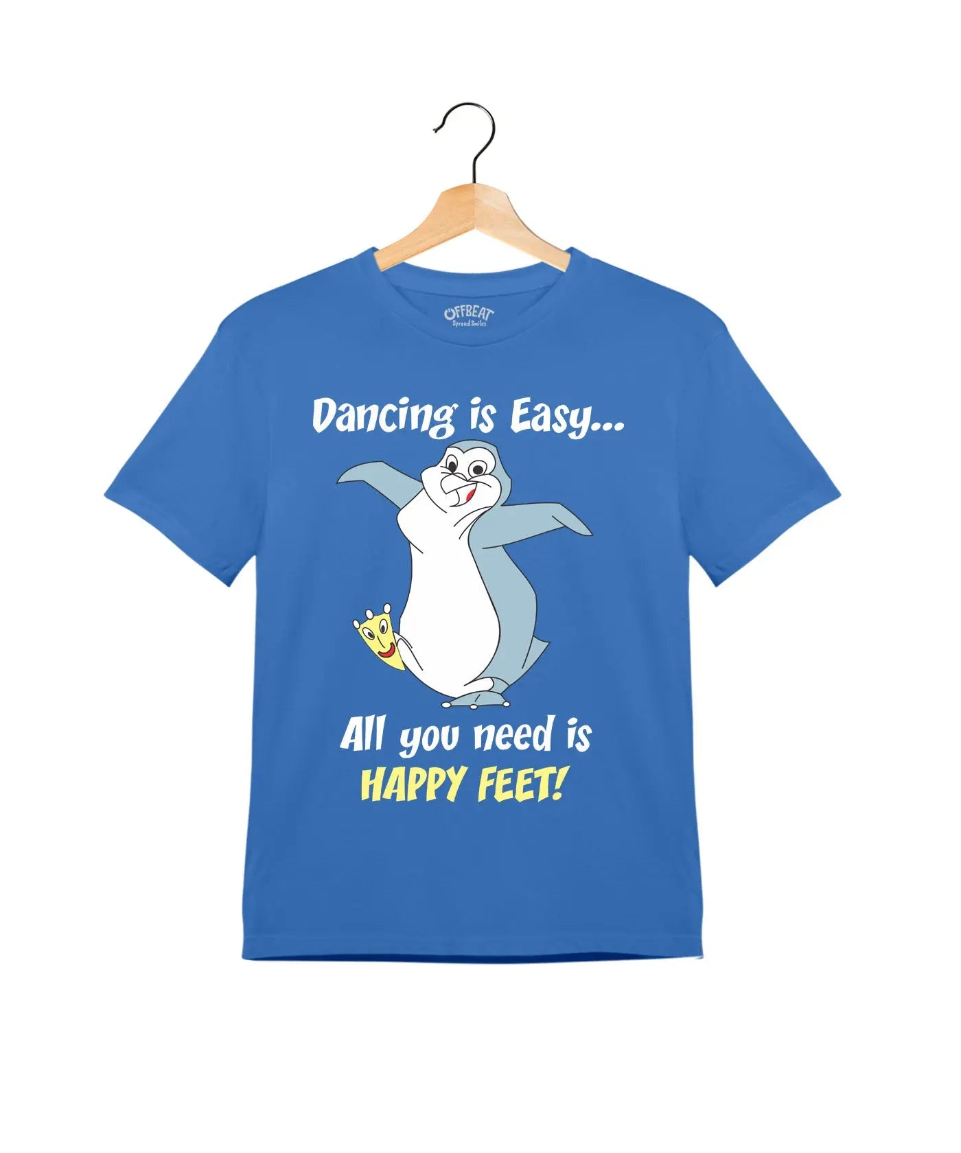 "Dancing Is Easy" - Kids Unisex T-Shirt – Premium Round Neck - Electric Blue - 100% Cotton Offbeat