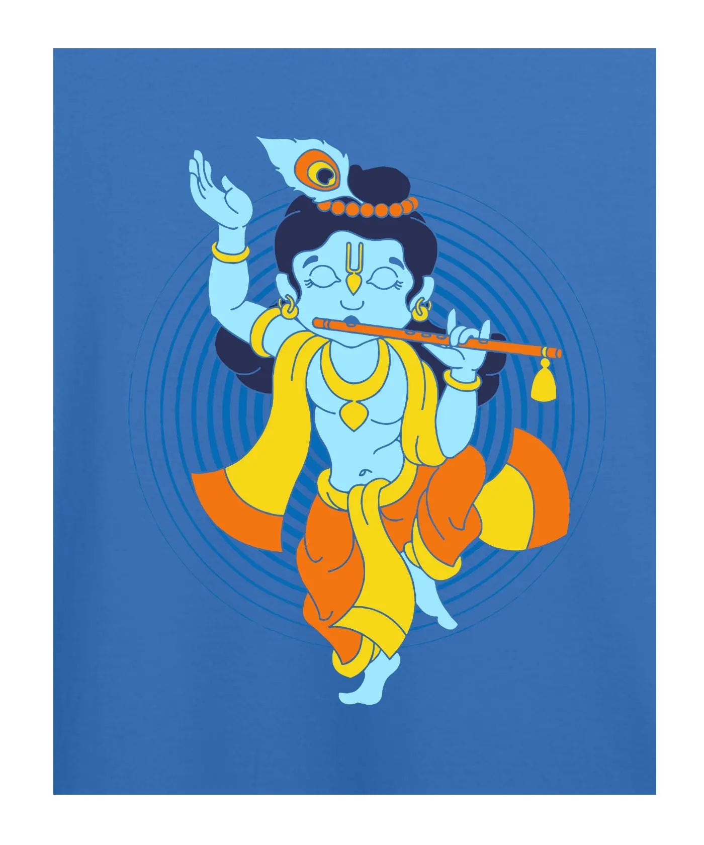 "Dancing Krishna" - Juniors Unisex T-Shirt –  Premium Round Neck - Electric Blue - 100% Cotton Offbeat