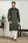 Deep Green Jacquard Kurta for Men – Festive & Formal Wear KSF