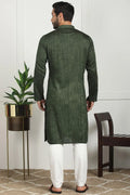 Deep Green Jacquard Kurta for Men – Festive & Formal Wear KSF