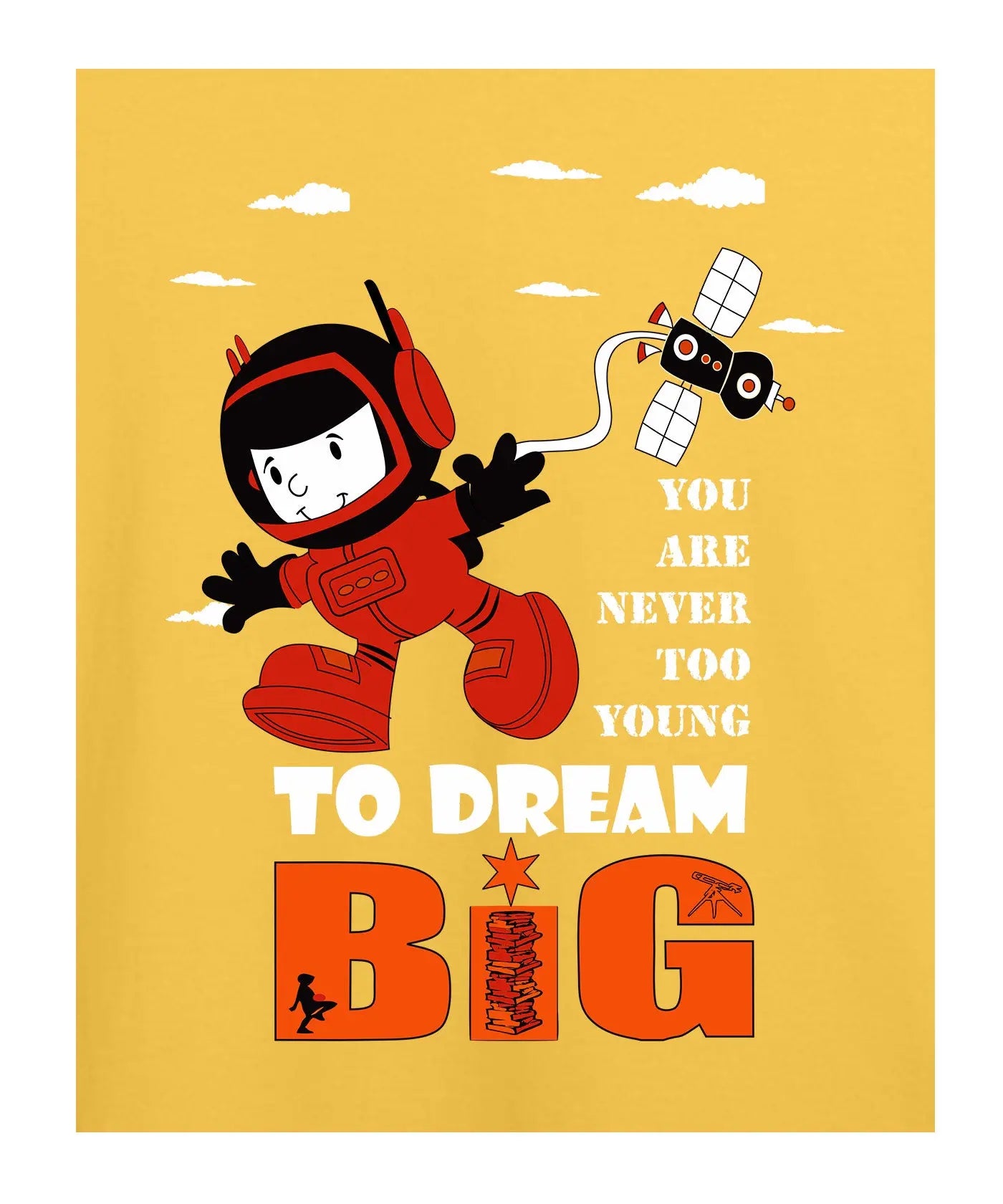"Dream Big" - Juniors Unisex T-Shirt –  Premium Round Neck - Minion Yellow - 100% Cotton Offbeat