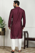 Elegant Maroon Jacquard Kurta for Men – Festive & Formal Wear KSF