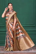Elegant Multicolor Designer Saree with Blouse & Golden Zari Border RTI