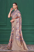 Elegant Multicolor Designer Saree with Purple Blouse & Golden Zari Border RTI