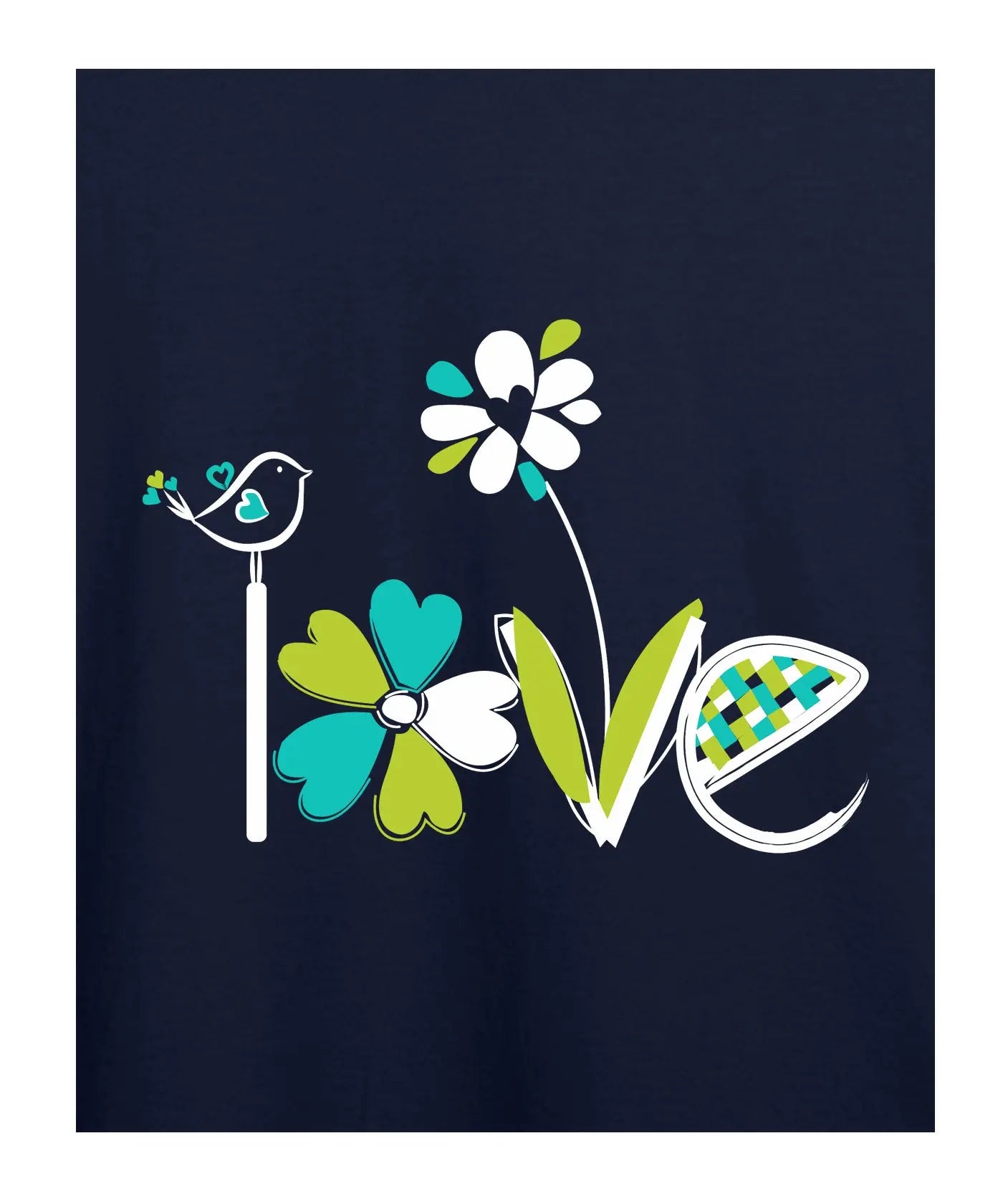 "Flower Love" - Juniors Unisex T-Shirt –  Premium Round Neck - Navy Blue - 100% Cotton Offbeat