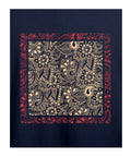 Flowers And Leaves Art - Women’s T-Shirt –  Premium Round Neck - Navy Blue - 100% Cotton Offbeat