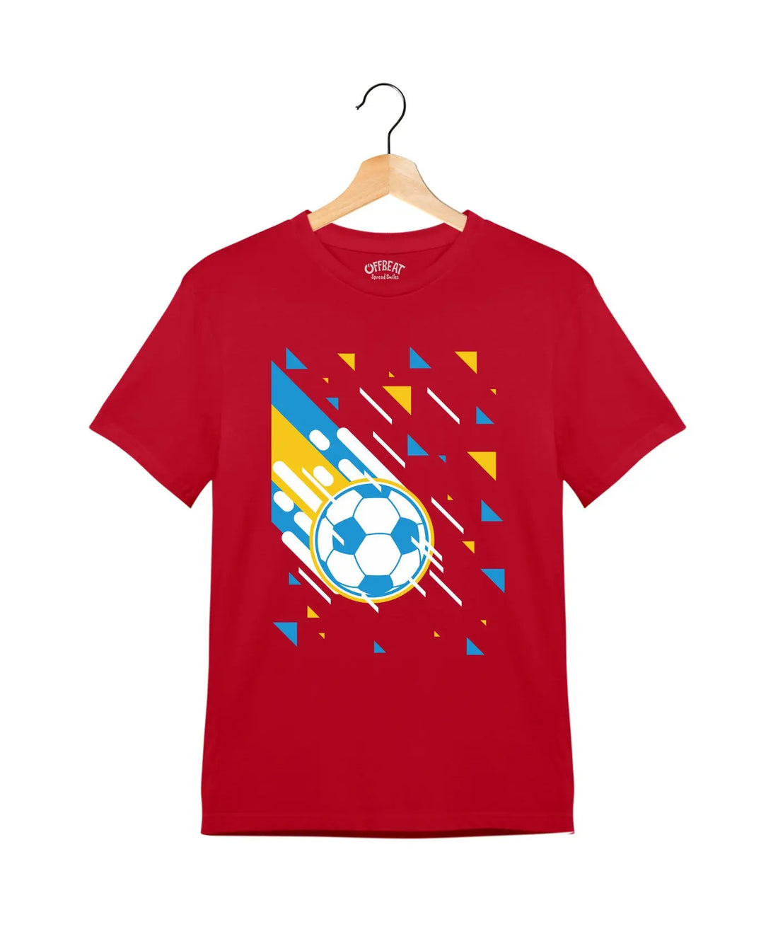 " Football " - Juniors Unisex T-Shirt –  Premium Round Neck - Red - 100% Cotton Offbeat