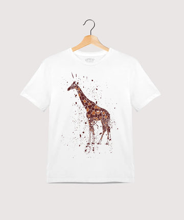"Giraffe" - Kids Unisex T-Shirt – Premium Round Neck - White - 100% Cotton Offbeat