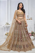 Golden Heavy Embroidered Bridal Lehenga with Mirror & Zari Detailing KSR