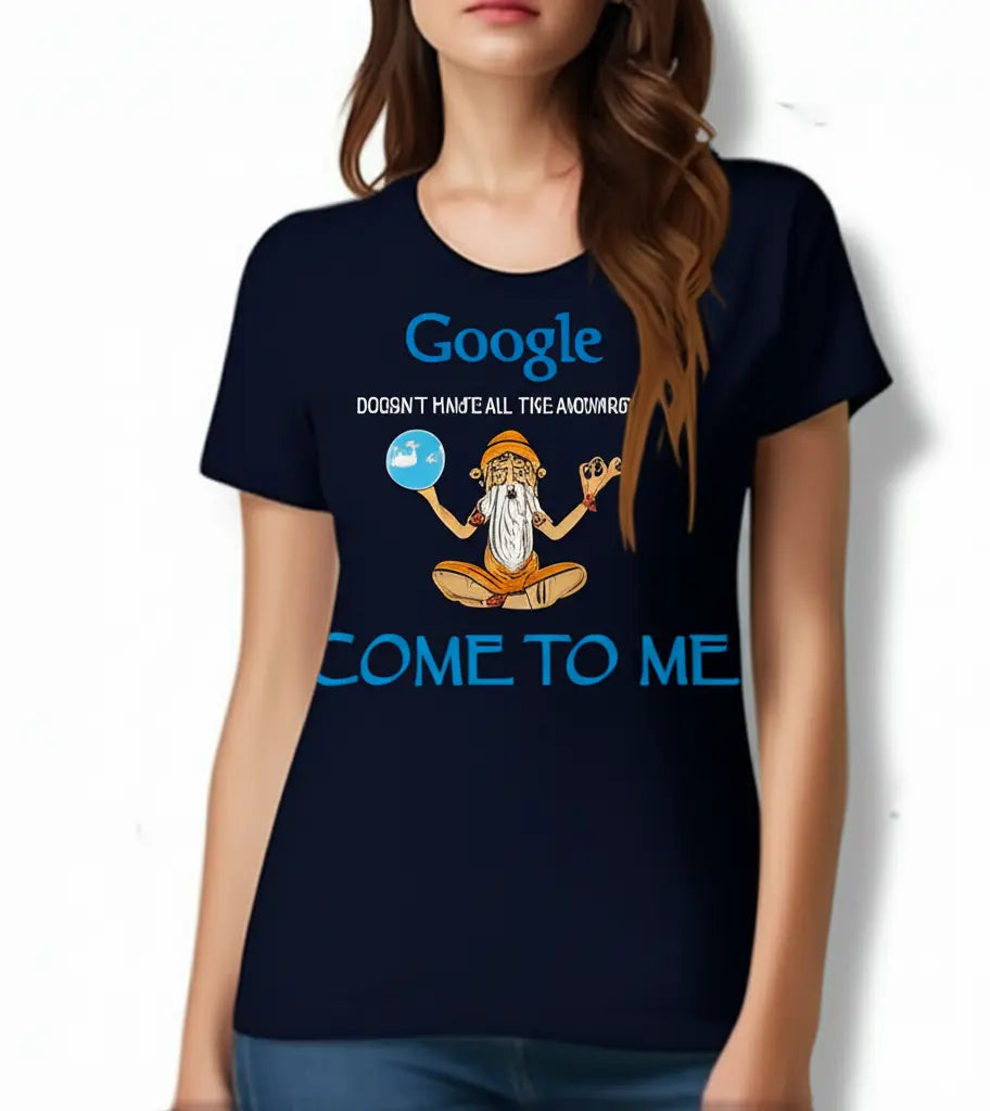 Google Answers - Women’s T-Shirt –  Premium Round Neck - Navy Blue, Black & Electric Blue - 100% Cotton Offbeat