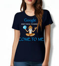 Google Answers - Women’s T-Shirt –  Premium Round Neck - Navy Blue, Black & Electric Blue - 100% Cotton Offbeat