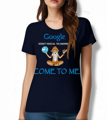 Google Answers - Women’s T-Shirt –  Premium Round Neck - Navy Blue, Black & Electric Blue - 100% Cotton Offbeat
