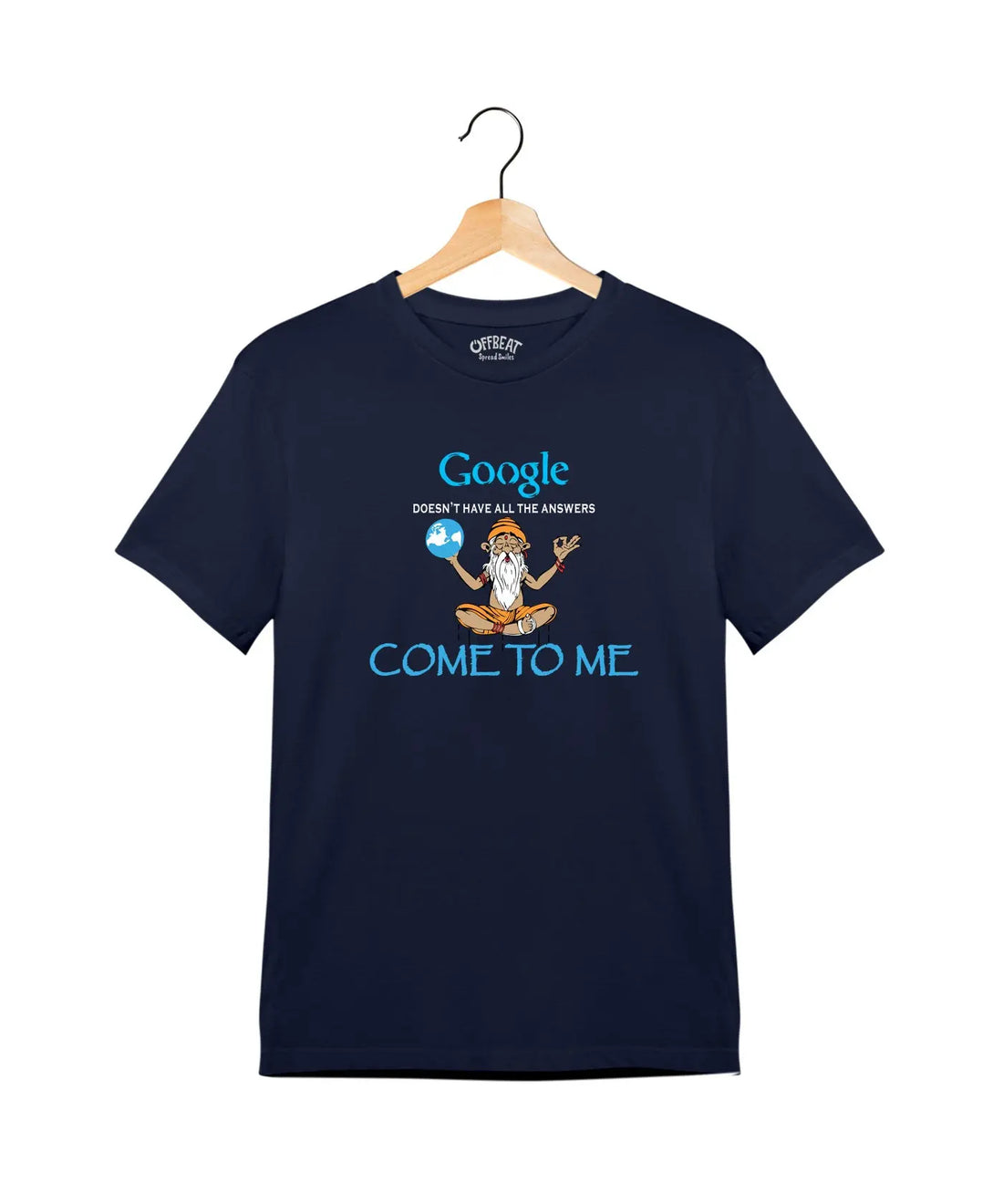 "Google Answers" - Juniors Unisex T-Shirt –  Premium Round Neck - Navy Blue - 100% Cotton Offbeat