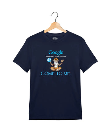 "Google Answers" - Juniors Unisex T-Shirt –  Premium Round Neck - Navy Blue - 100% Cotton Offbeat