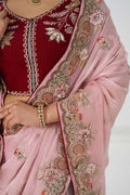 Graceful Pink Zari and Sequins on Rich Fendi Silk Saree KSR
