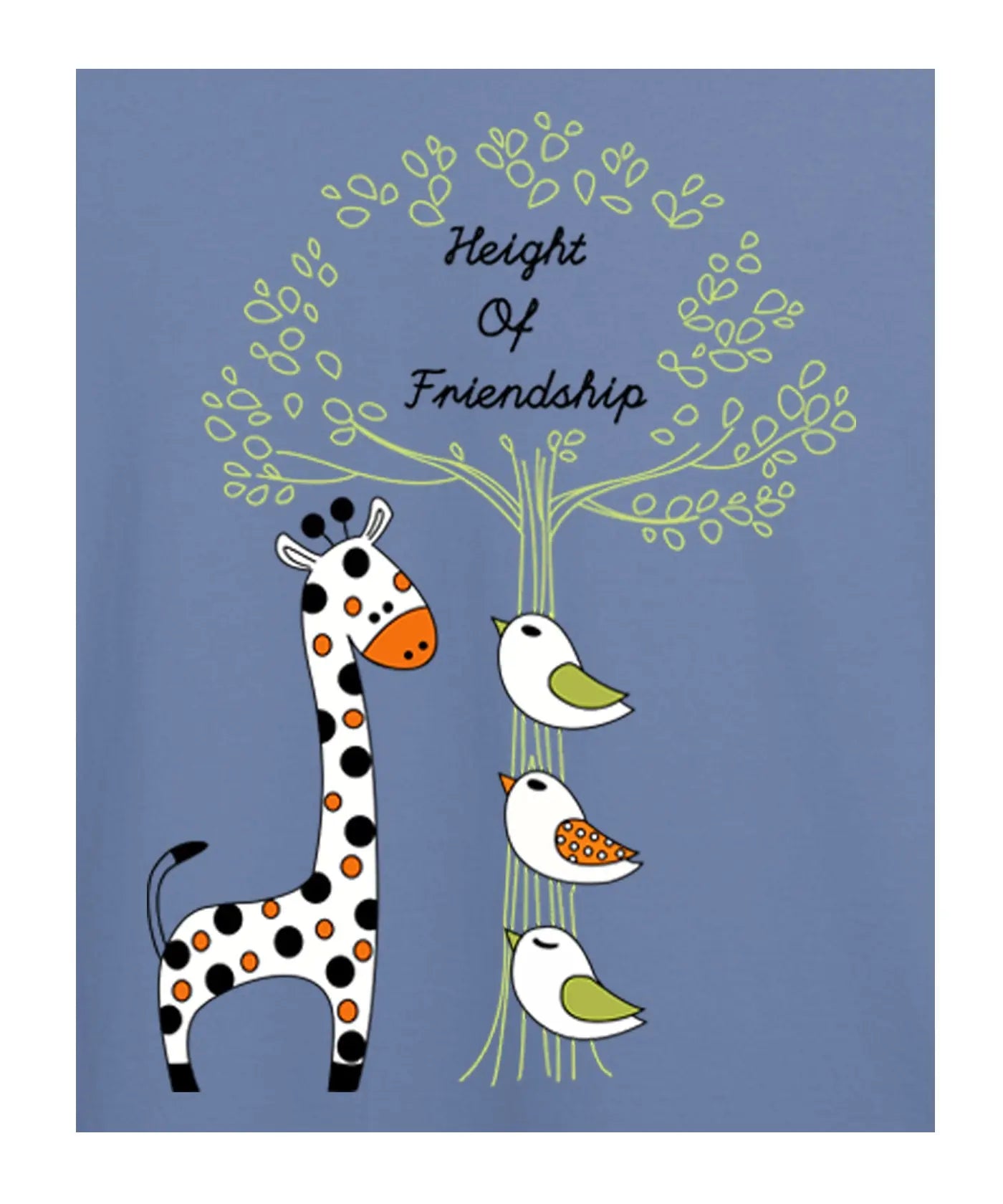 "Height of Friendship" - Juniors Unisex T-Shirt –  Premium Round Neck - Pigeon Blue - 100% Cotton Offbeat