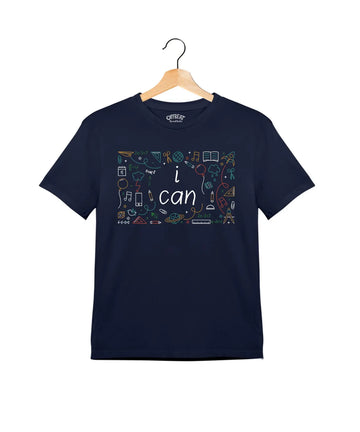 "I Can" - Kids Unisex T-Shirt – Premium Round Neck - Navy Blue - 100% Cotton Offbeat