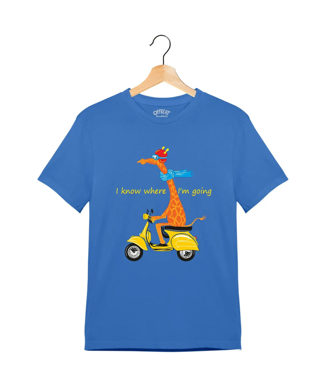 "I Know Where I’m Going" - Juniors Unisex T-Shirt –  Premium Round Neck - Electric Blue - 100% Cotton Offbeat