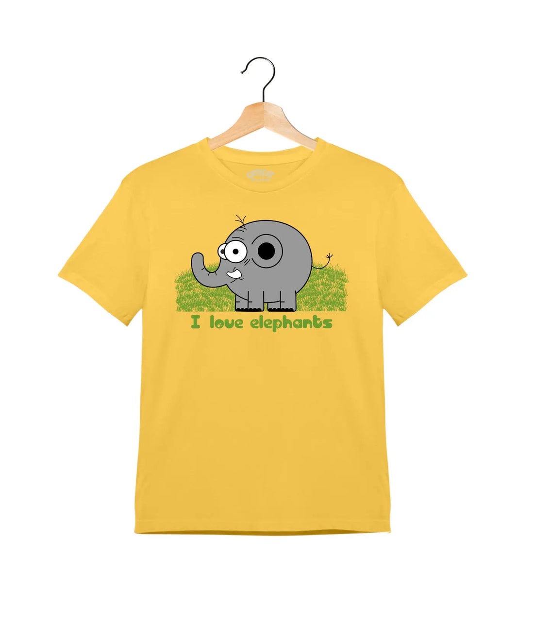 "I Love Elephant" - Kids Unisex T-Shirt – Premium Round Neck - Minion Yellow - 100% Cotton Offbeat