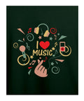 I Love Music - Graphic T-Shirt – Bottle Green - 100% Cotton Offbeat