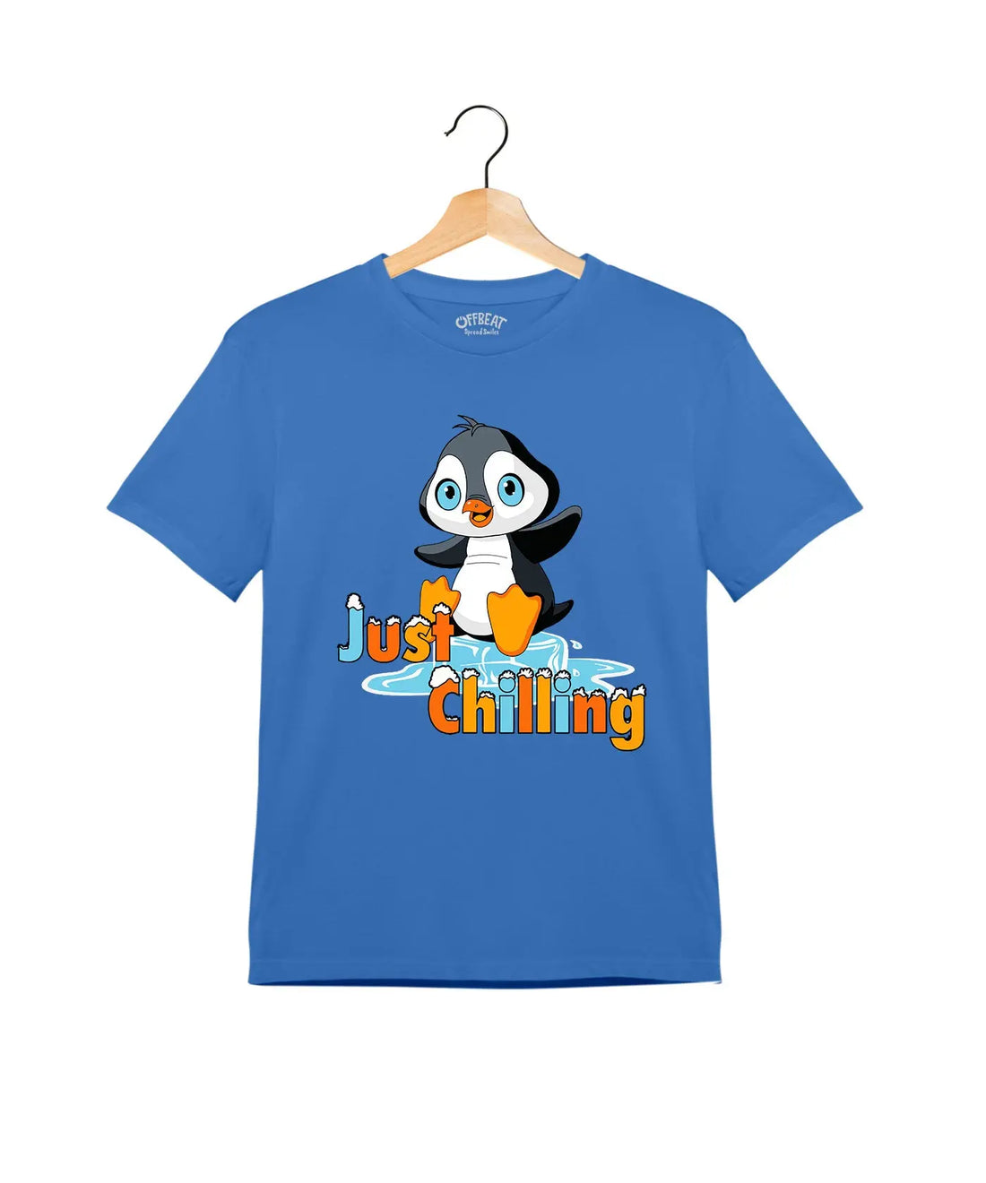 "Just Chilling" - Kids Unisex T-Shirt – Premium Round Neck - Electric Blue - 100% Cotton Offbeat