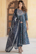 Ivory & Pastel Pink Floral Cotton Voile Kurta Set with Dupatta (Copy) KF