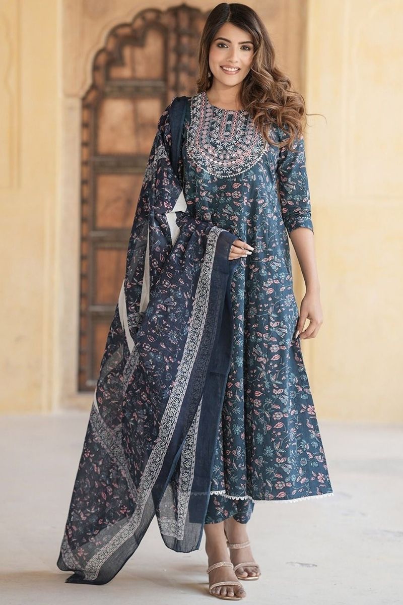 Ivory & Pastel Pink Floral Cotton Voile Kurta Set with Dupatta (Copy) KF