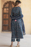 Ivory & Pastel Pink Floral Cotton Voile Kurta Set with Dupatta (Copy) KF