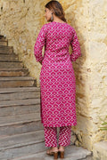 Pink Viscose Rayon Printed Salwar Kameez Set with Dupatta – Ready-made Ethnic Suit KF