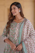 Multi Colour Pure Cotton Floral Printed Salwar Kameez Set with Dupatta – Ready-made Ethnic Suit KF