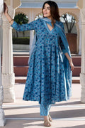 Elegant Anarkali Dress – Heavy Print Maslin | Multi Color (Copy) KF