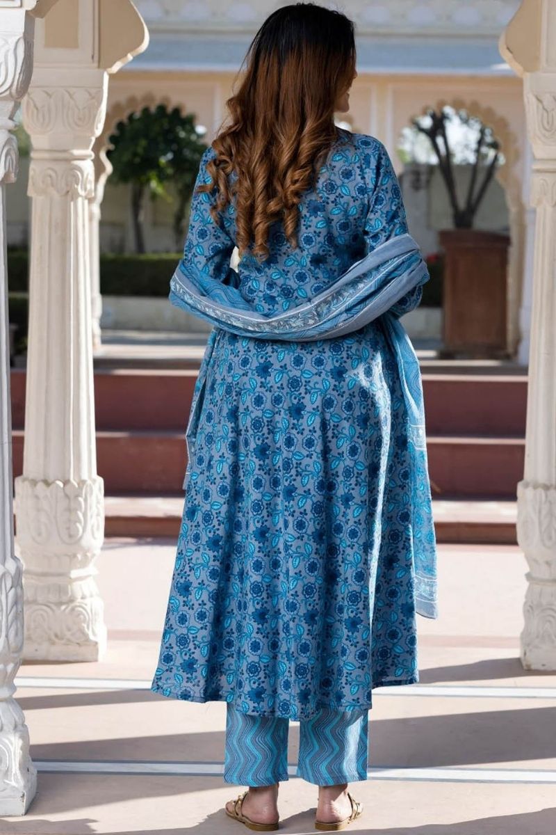 Elegant Anarkali Dress – Heavy Print Maslin | Multi Color (Copy) KF