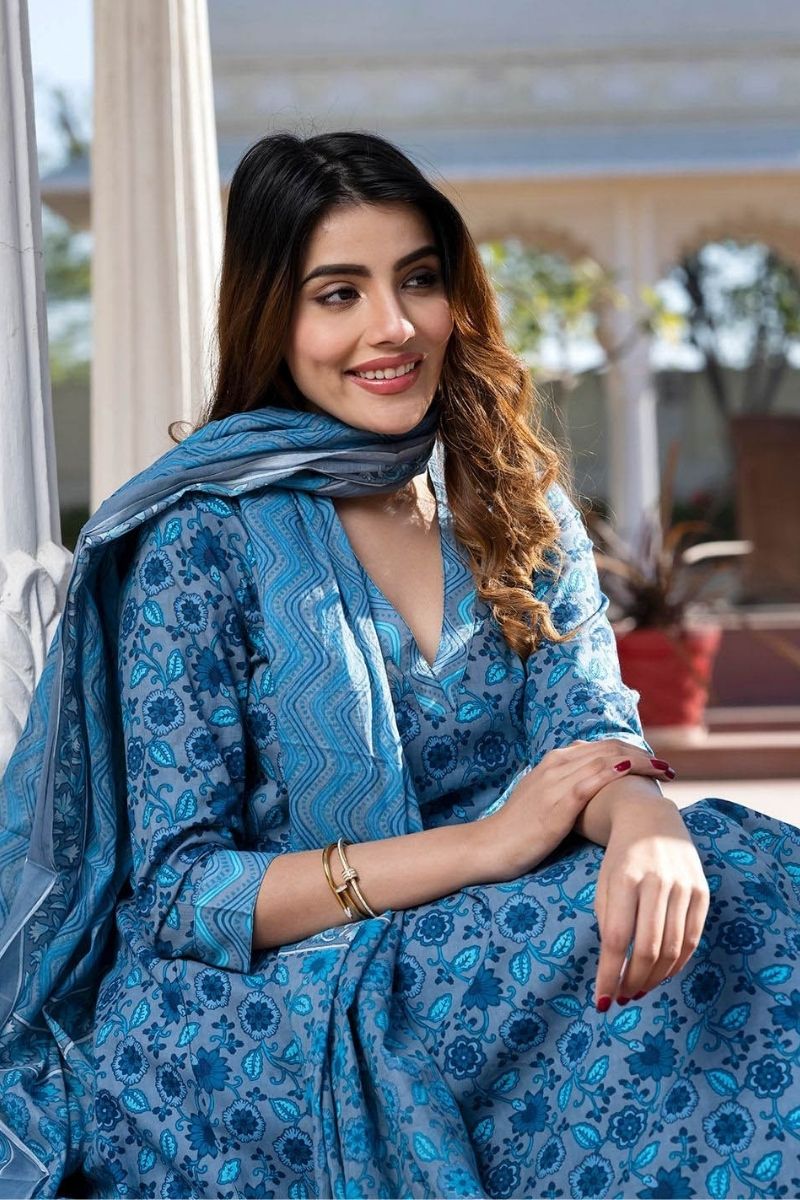 Elegant Anarkali Dress – Heavy Print Maslin | Multi Color (Copy) KF