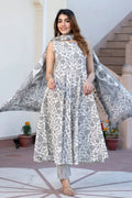 Blue & White Pure Cotton Floral Printed Anarkali Suit Set with Dupatta (Copy) KF