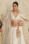 White Lehenga with Intricate Elephant Zari Work KF
