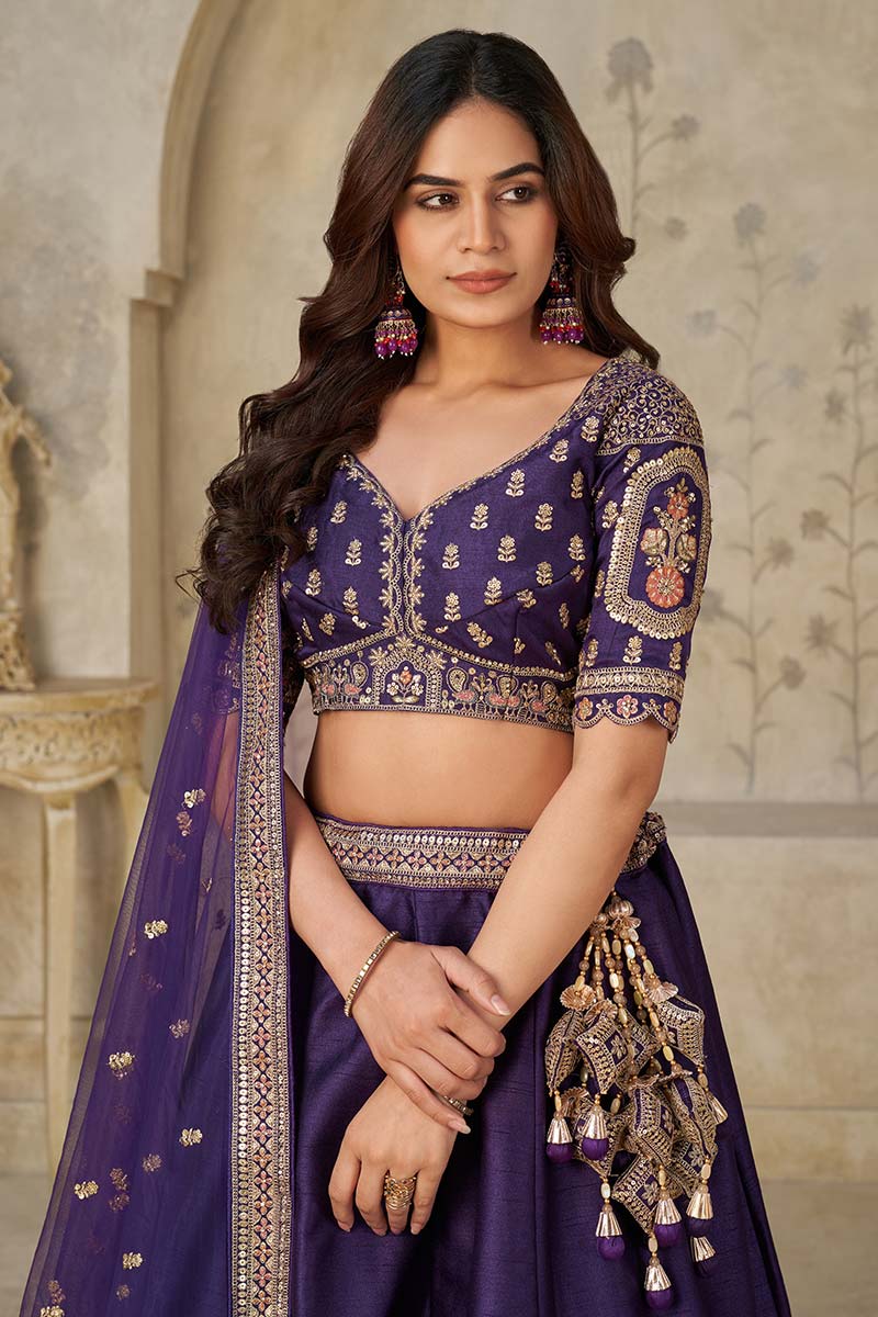 Royal Purple Wedding Lehenga with Elephant Motifs KF