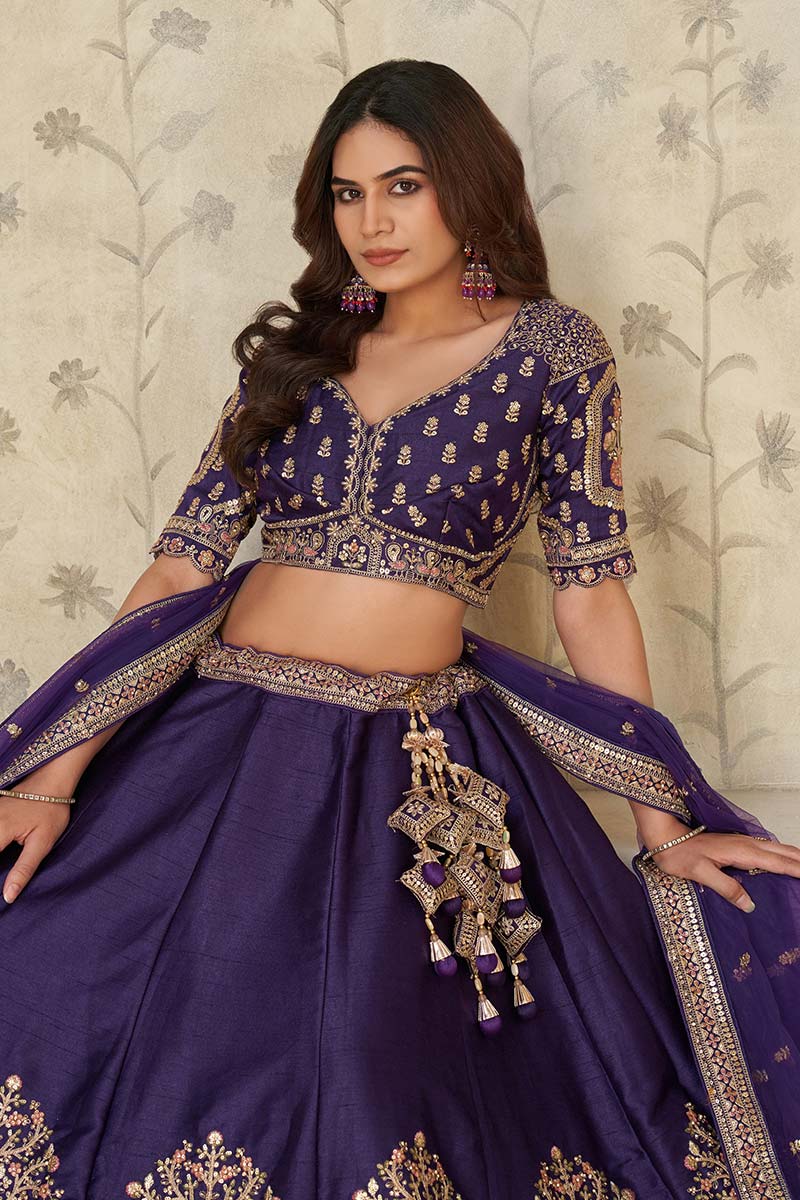 Royal Purple Wedding Lehenga with Elephant Motifs KF