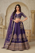 Royal Purple Wedding Lehenga with Elephant Motifs KF