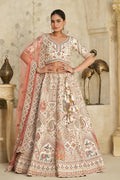 Intricately Embroidered Cream Zari Lehenga with Royal Motifs KF