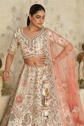 Intricately Embroidered Cream Zari Lehenga with Royal Motifs KF