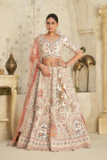Intricately Embroidered Cream Zari Lehenga with Royal Motifs KF
