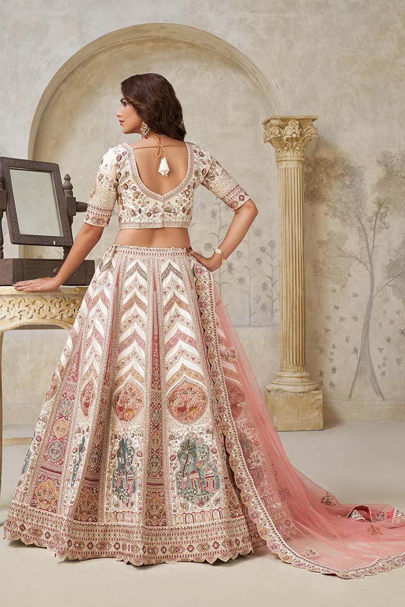 Designer Lehenga with Paisley Motifs & White Dori Work KF