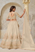 Elegant Beige Ivory color Wedding Lehenga with Leaf Embroidery KF