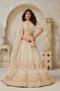 Elegant Beige Ivory color Wedding Lehenga with Leaf Embroidery KF