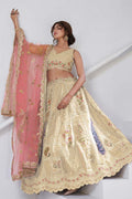 Ivory Embroidered Bridal Lehenga Set with Peach Dupatta – Indian Wedding Wear UK KF