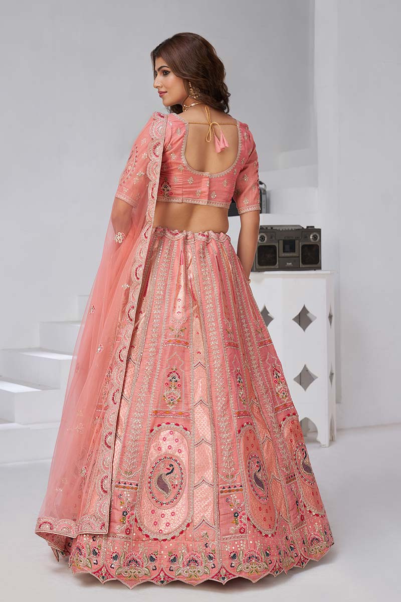 Blush Pink Embroidered Lehenga Choli – Indian Wedding & Party Wear KF