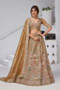 Embroidered Gold Mehendi Lehenga with Dupatta – Indian Bridal & Party Wear KF