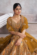 Mustard Banarasi Aari and Sequins Work Lehenga with Dupatta for Brides KSR